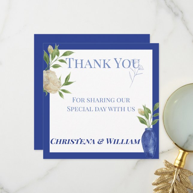 Enchanted Blue Garden Thank You Card (Front/Back In Situ)