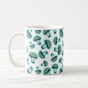 Enchanted Blue Mushrooms - White Coffee Mug