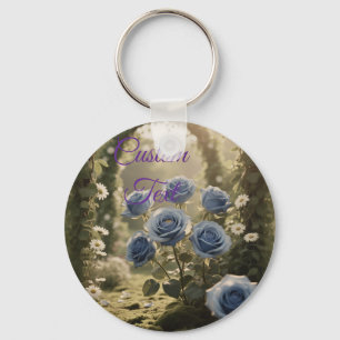 Enchanted Blue Rose – Romantic Floral Accent Key Ring