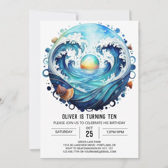Enchanted Blue Water Kids Birthday  Invitation (Front)