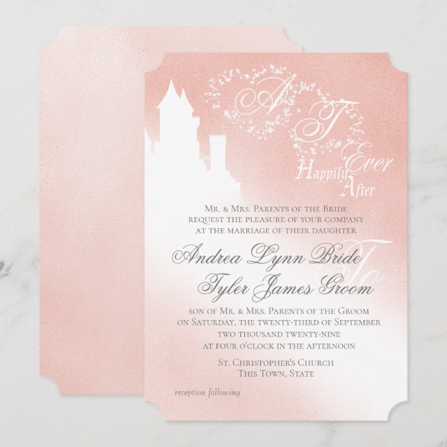 Enchanted Blush Pink Story Book Wedding Invitation (Front/Back)