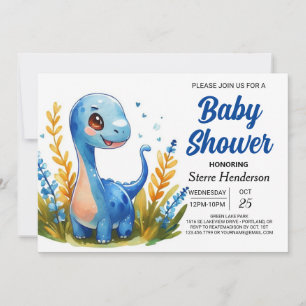 Enchanted Boho Cute Dinosaur Boy Baby Shower Invitation