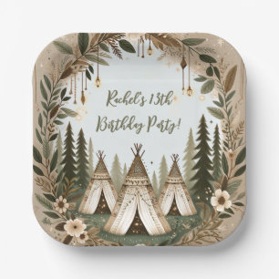 Enchanted Boho Forest Teepee Sleepover Party  Paper Plate