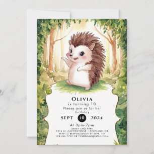 Enchanted Boho Hedgehog Birthday Invitation