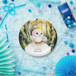 Enchanted Boho Owl Birthday Paper Plate