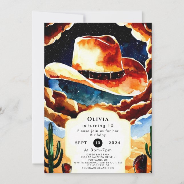 Enchanted Boots Cowboy Birthday Invitation (Front)