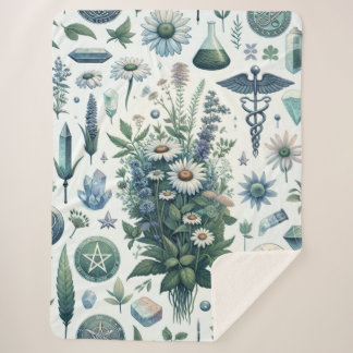 Enchanted Botanica: Magical Herbs & Witchcraft Sherpa Blanket