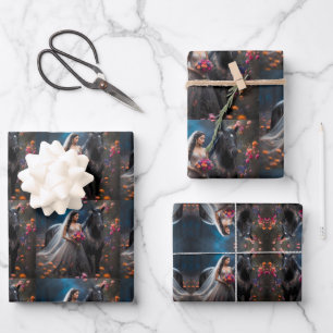 Enchanted Bride and Her Steed. Wrapping Paper Sheet