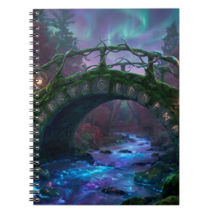 Enchanted bridge to mystical forest Northern Light Notebook