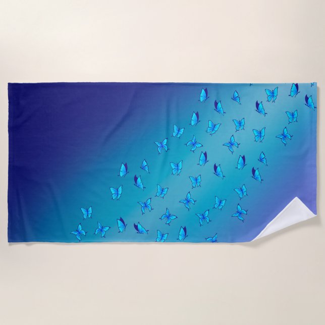 Enchanted Butterflies - Blue  Beach Towel (Front)