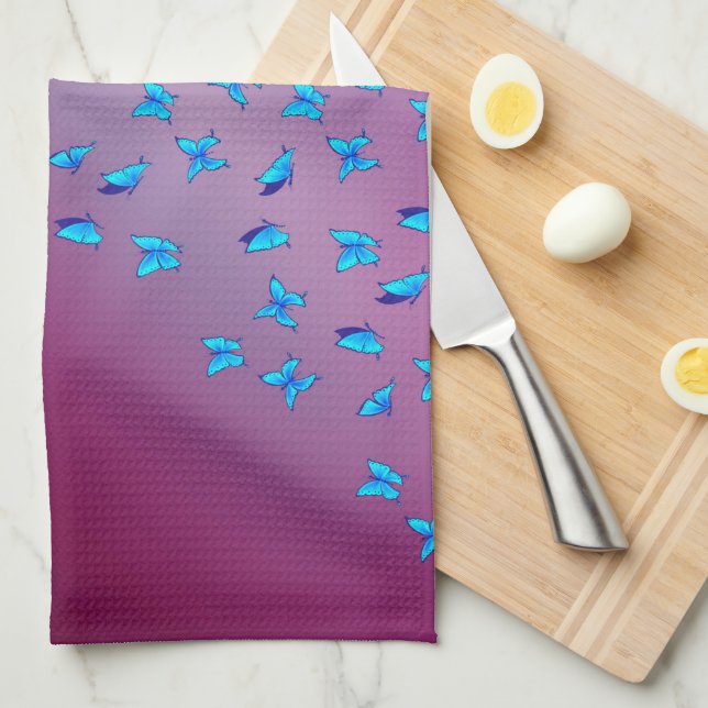 Enchanted Butterflies Pink Tea Towel (Quarter Fold)