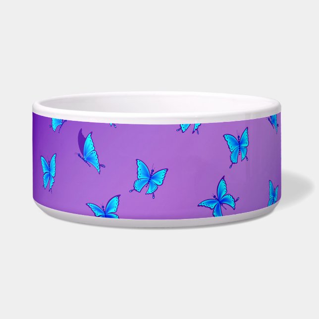 Enchanted Butterflies Purple Ceramic Pet Bowl (Front)