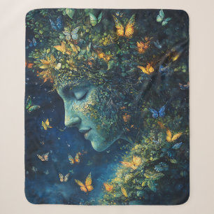 Enchanted Butterfly Forest Goddess (1) Sherpa Blanket