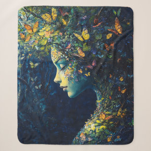 Enchanted Butterfly Forest Goddess (2) Sherpa Blanket