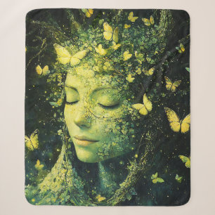 Enchanted Butterfly Forest Goddess (3) Sherpa Blanket