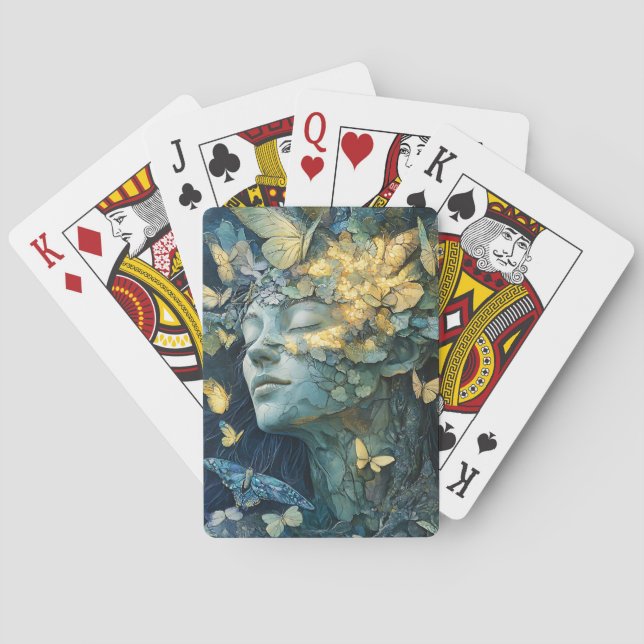 Enchanted Butterfly Forest Goddess (4) Playing Cards (Back)
