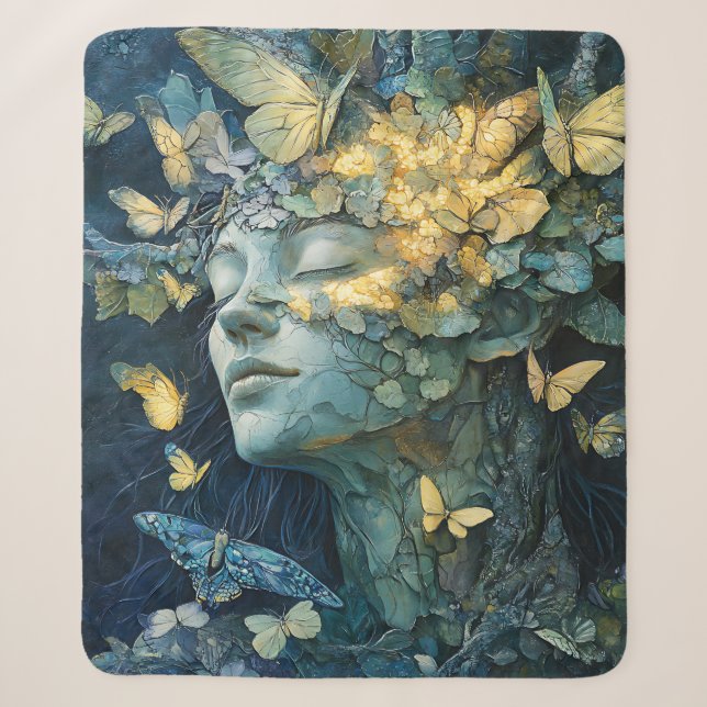 Enchanted Butterfly Forest Goddess (4) Sherpa Blanket (Front)