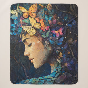 Enchanted Butterfly Forest Goddess (5) Sherpa Blanket