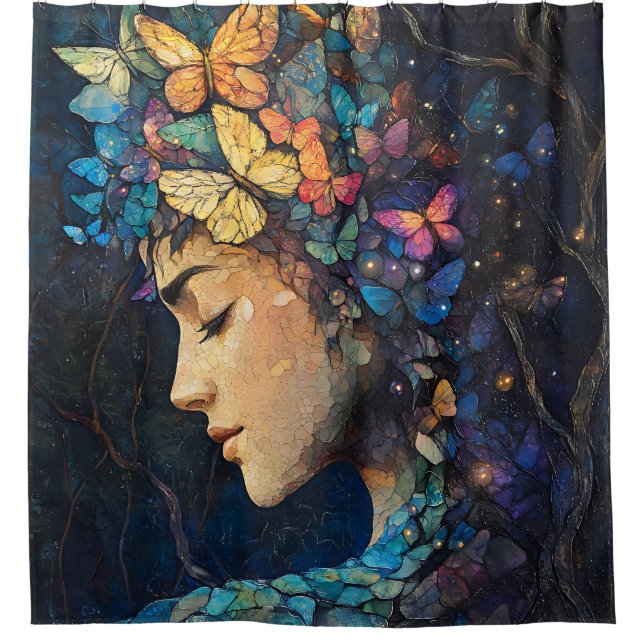 Enchanted Butterfly Forest Goddess (5) Shower Curtain (Front)