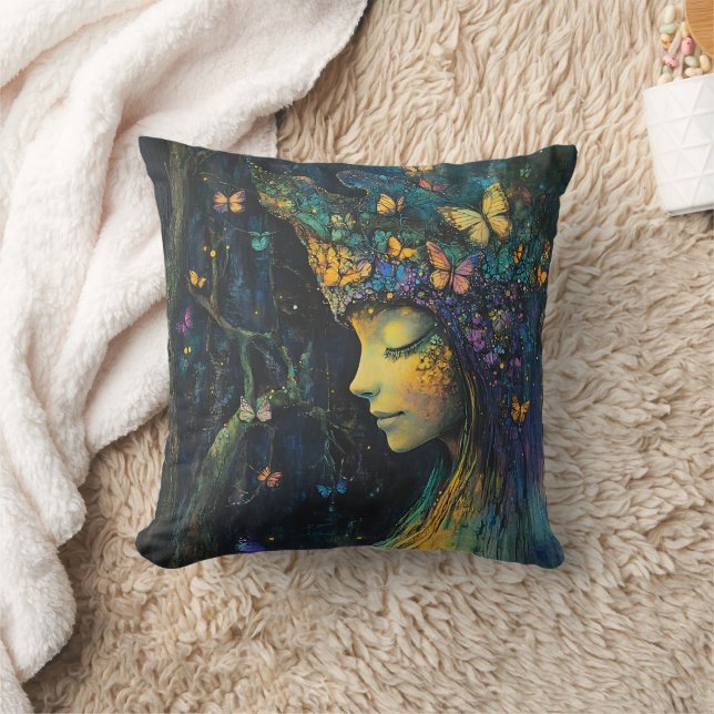Enchanted Butterfly Forest Goddess (6) Cushion (Blanket)