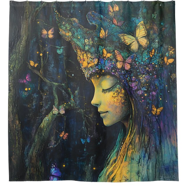 Enchanted Butterfly Forest Goddess (6) Shower Curtain (Front)