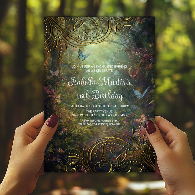 Enchanted Butterfly Forest Invitation (Butterfly enchanted forest any occasion, birthday, prom, etc., invite. Simply add your event details)