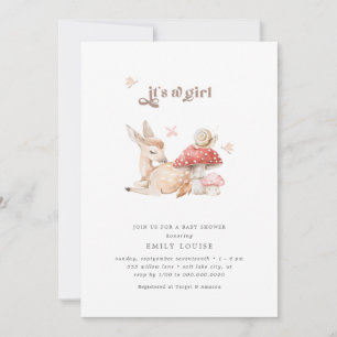 Enchanted Butterfly Mushroom Woodland Nature Baby  Invitation