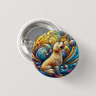 Enchanted Canine on Cosmic Ceramic Swirls 3 Cm Round Badge
