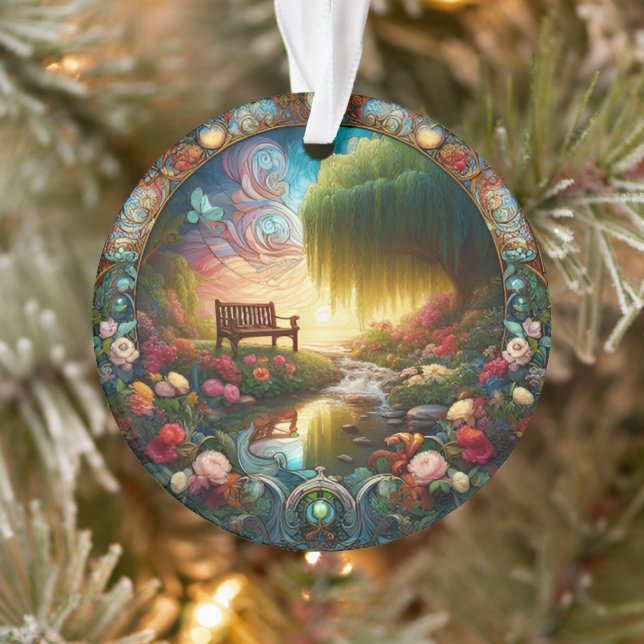Enchanted Canine on Cosmic Ceramic Swirls Ornament (Tree)