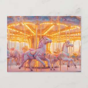 Enchanted Carousel: Whimsical Fairytale Scene Postcard