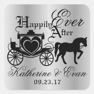 Enchanted Carriage Fairytale Silver Square Sticker