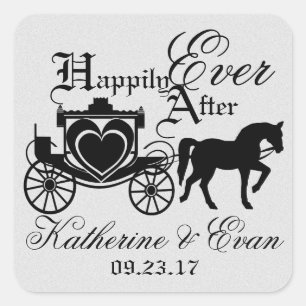 Enchanted Carriage Fairytale Silver Square Sticker