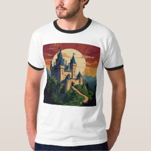 Enchanted Castle and Dragon – Magical Fantasy Art T-Shirt