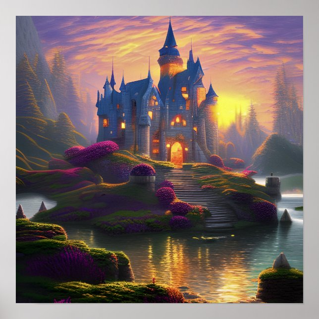 Enchanted Castle Fantasy Art Poster (Front)