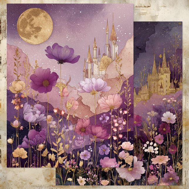 ENCHANTED CASTLE IN PURPLE MEADOW PAPER SHEET (ENCHANTED CASTLE IN PURPLE MEADOW PAPER SHEET)