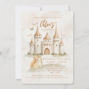 🏰✨ Enchanted Castle Princess 1st Birthday Invites