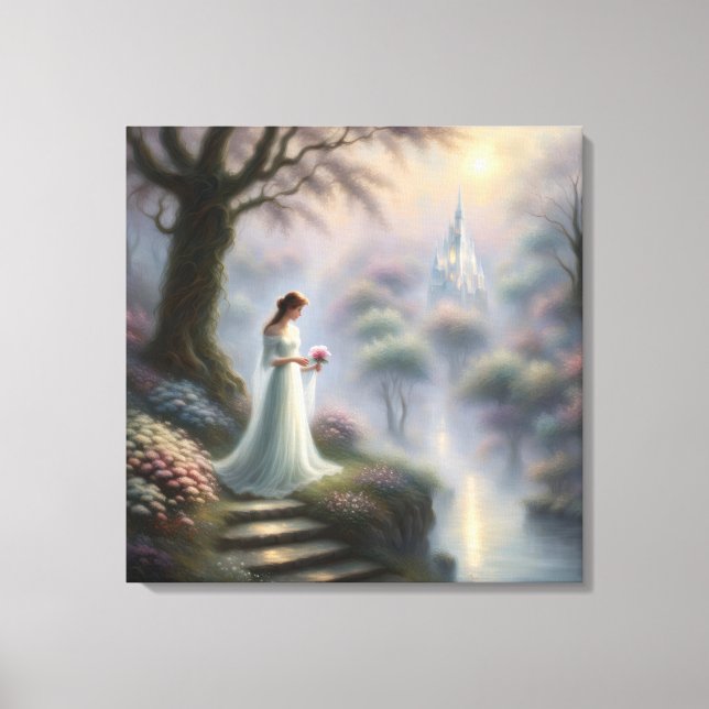 Enchanted Castle With Princess Canvas Print (Front)