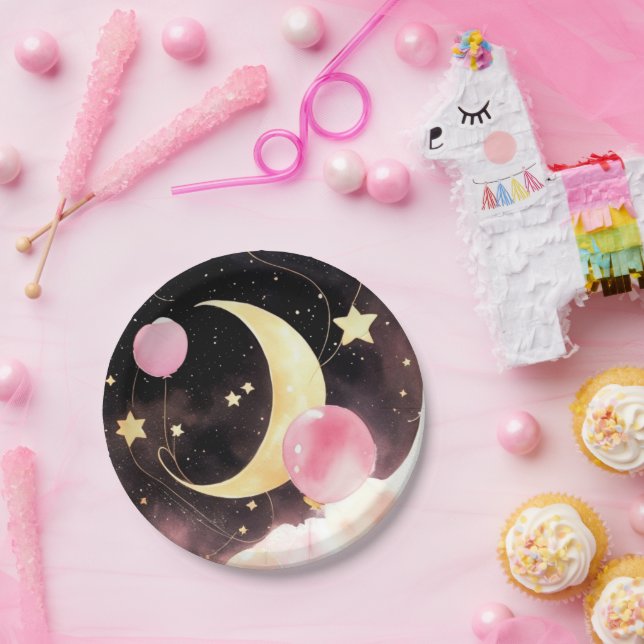 Enchanted Celestial Baby Shower: Moon & Stars Paper Plate (Party)