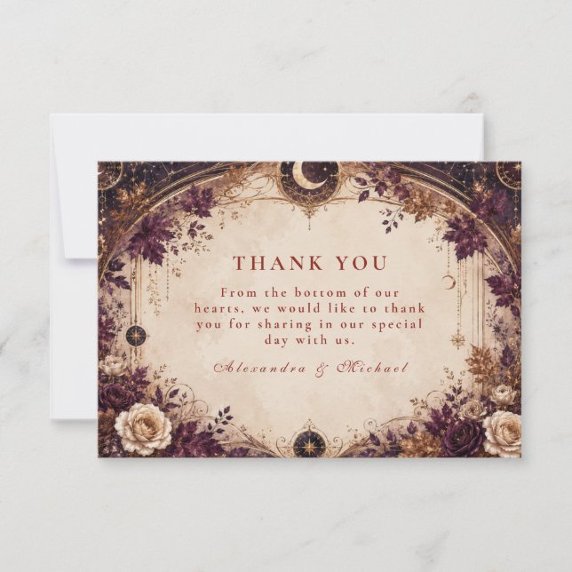 Enchanted Celestial Fall Wedding Thank You Card (Front)