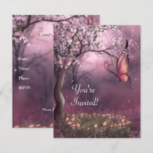 Enchanted Cherry Blossom Garden Butterfly Event Invitation
