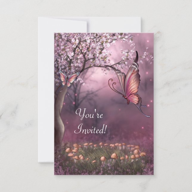 Enchanted Cherry Blossom Garden Butterfly Event Invitation (Front)