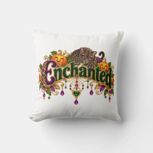 Enchanted Chic Leopard Jewelled Halloween Purple Cushion