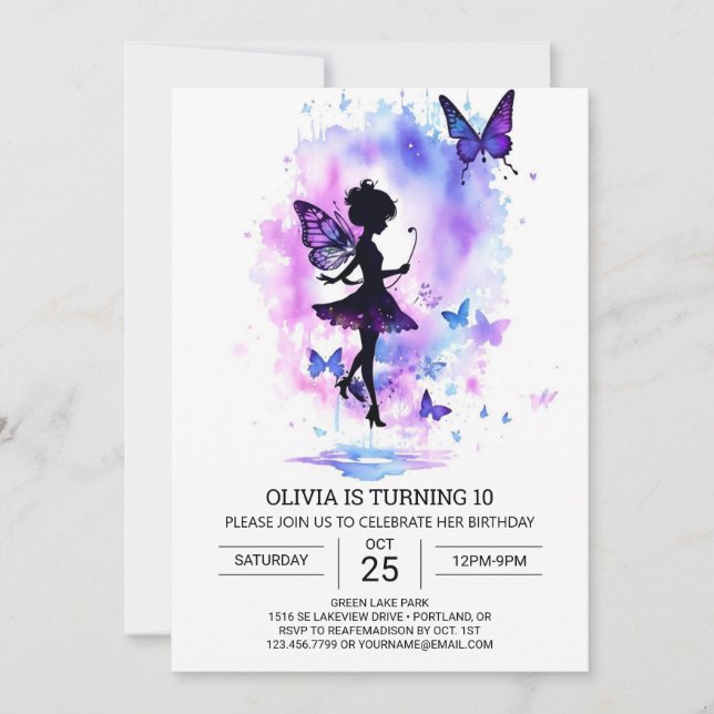 Enchanted Children's Fairy Birthday Invitation (Front)