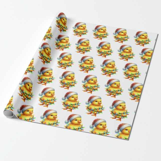 Enchanted Christmas Animals Wrapping Paper (Unrolled)