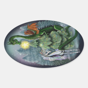 Enchanted Christmas Tree Oval Sticker