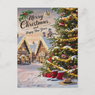 Enchanted Christmas Tree Snowfall Postcard