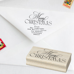 Enchanted Classic Black Elegance Merry Christmas Rubber Stamp
