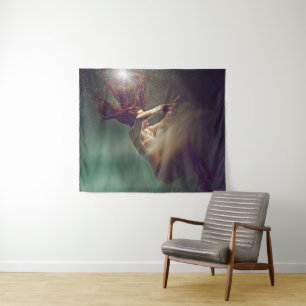 Enchanted Classical Woman Underwater Dreamscape Tapestry