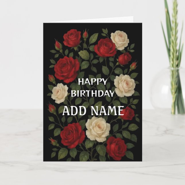  Enchanted Climbing Roses Happy Birthday Card (Front)