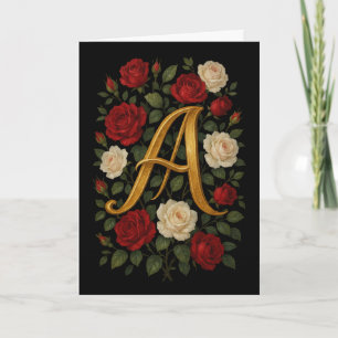  Enchanted Climbing Roses Initial “A”  Card